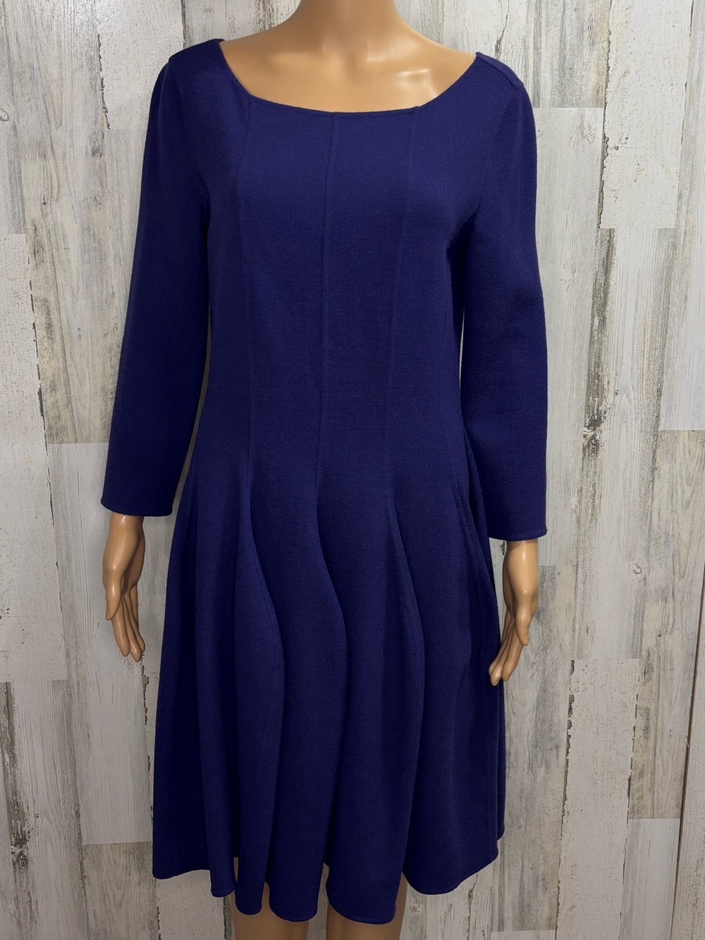 Armani Collezioni Purple Double-Faced Hand-Finished Virgin Wool Dress